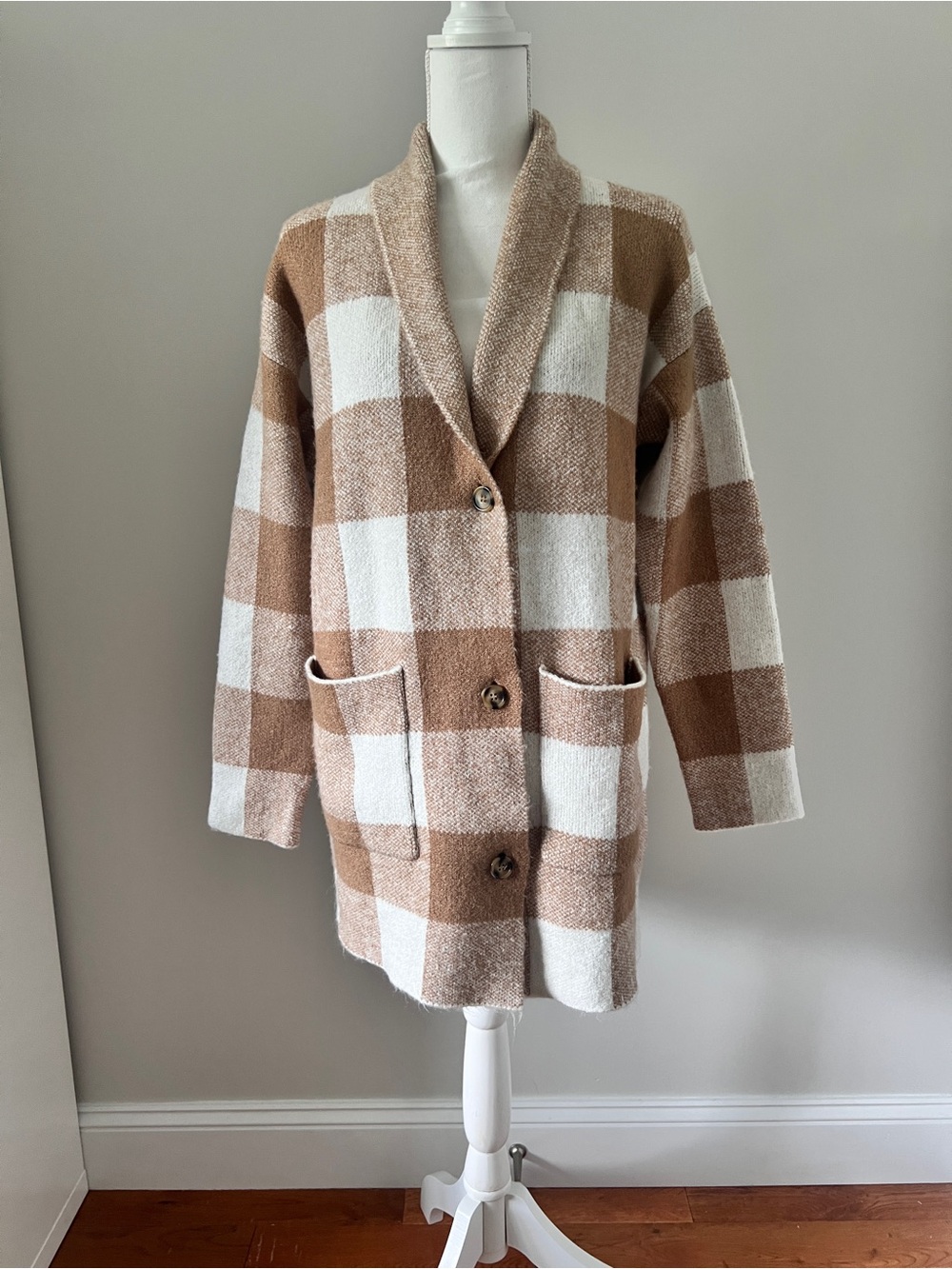 Forever 21 NWT Cardigan Buffalo Check Fall Small Pockets